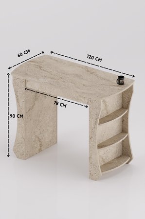 Mutfak Masası Mutfak Adası Ada Masa Bar Masası Kahvaltı Masası Raflı Çok Amaçlı Dolap Modern Masa 120x60 cm Traverten
