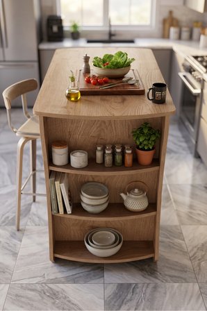 Mutfak Masası Mutfak Adası Ada Masa Bar Masası Kahvaltı Masası Raflı Çok Amaçlı Dolap Modern Masa 120x60 cm Sepet