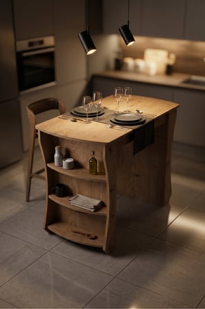 Mutfak Masası Mutfak Adası Ada Masa Bar Masası Kahvaltı Masası Raflı Çok Amaçlı Dolap Modern Masa 120x60 cm Sepet