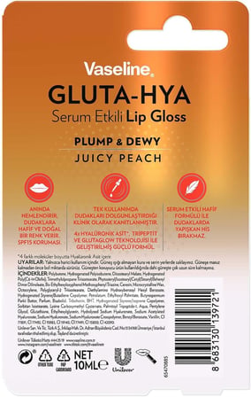 Vaseline Gluta Hya Serum Etkili Lip Gloss Juicy Peach