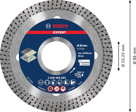 Professional 1x EXPERT HardCeramic Elmas Kesme Diskleri (Sert fayanslar, Sert taş, Ø 85 mm, Aksesuar Küçük Avuç Taşlama Makinesi)