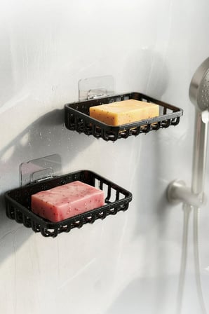 2 Adet Duvara Yapıştırılabilir Plastik Katı Sabunluk Kalıp Sabunluk Delme Gerektirmez Yapışkanlı Duş Banyo Lavabo Sabunluğu