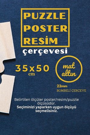 22lik KAHVERENGİ Puzzle Poster Resim Çerçevesi PVCli Postersiz Resimsiz Çerçeve (Eskitme Altın, 35x50)