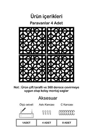 Amsterdam Lazer Kesim Paravan, Ahşap Seperatör, Panel Levha Seti Dekorasyon Ahşap Oda Bölücü Desen