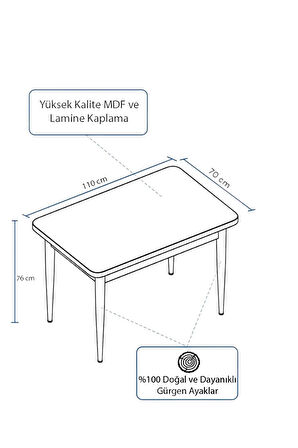 Tulca Serisi 70x110 Barok Desen Mdf Masa Sabit Mutfak Masası