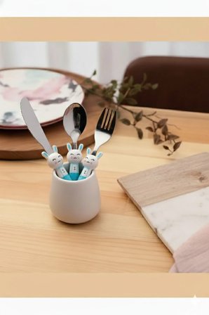 Porland Mini Rabbit Çocuk Çatal Kaşık Bıçak Takımı 3 Parça