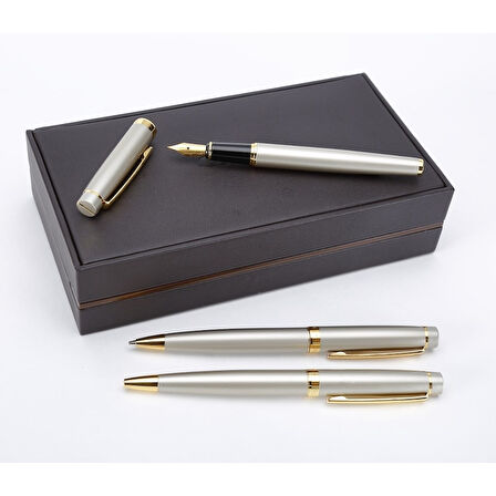 Scrikss Saten Altın 3 lü Kalem Seti ( Ömür boyu garantili )