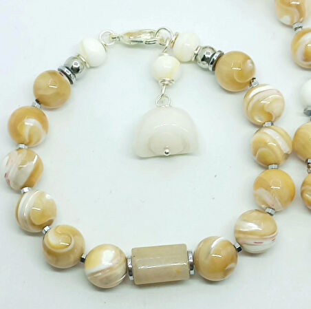 2474 El yapımı Sedef Akik bileklik