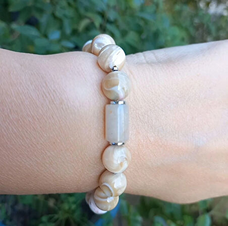 2474 El yapımı Sedef Akik bileklik