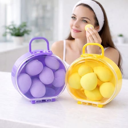 Makyaj Süngeri Seti 6’lı, 2 Set, Taşınabilir Kutulu, (Asorti Renk) Ultra Yumuşak Blender Süngerler, Islanınca Genişler, Pürüzsüz Fondöten, Kapatıcı Uygulama, Günlük ve Profesyonel Kullanım