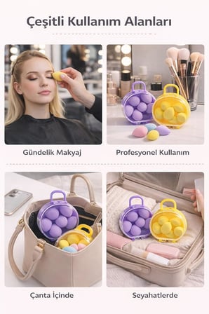 Makyaj Süngeri Seti 6’lı, 2 Set, Taşınabilir Kutulu, (Asorti Renk) Ultra Yumuşak Blender Süngerler, Islanınca Genişler, Pürüzsüz Fondöten, Kapatıcı Uygulama, Günlük ve Profesyonel Kullanım