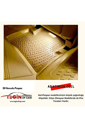 Hyundai Elantra 2018 3D Uyumlu Havuzlu Paspas Bej