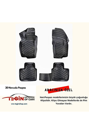 Seat Toledo 3D Havuzlu Paspas 2016 Siyah