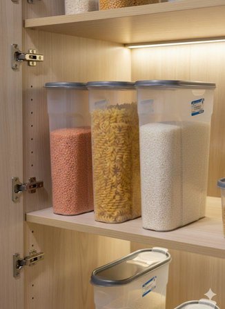 2 Adet 4 Litre Şeffaf Plastik Lüks Erzak Bakliyat Saklama Kabı Kiler Box