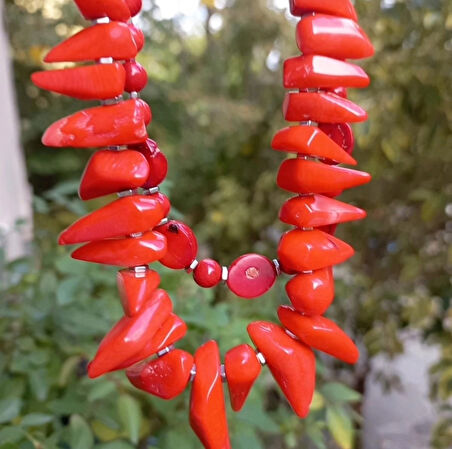 2475 Doğal Mercan çift sıralı el yapımı kolye