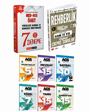 Pegem 2025 ÖABT Rehberlik 7 Deneme + Dizgi Çıkmış Sorular + Marka AGS Deneme Seti