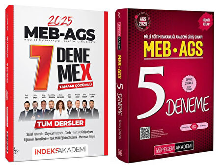 Pegem + İndeks 2025 MEB-AGS 5+7 Deneme 2 li Set Pegem + İndeks Akademi Yayınları