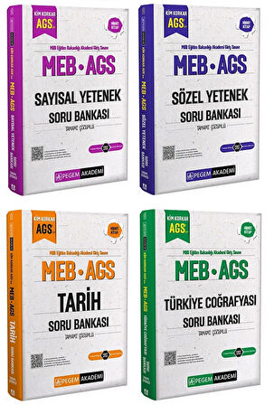 Pegem 2025 MEB-AGS Sayısal + Sözel Yetenek + Tarih + Türkiye Coğrafyası Soru Bankası 4 lü Set Pegem Akademi Yayınları