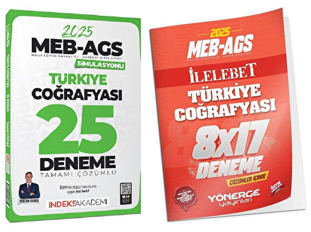 İndeks + Yönerge 2025 MEB-AGS Simülasyonu Türkiye Coğrafyası 25+17 Deneme 2 li Set - Alican Demir İndeks Akademi + Yönerge Yayıncılık