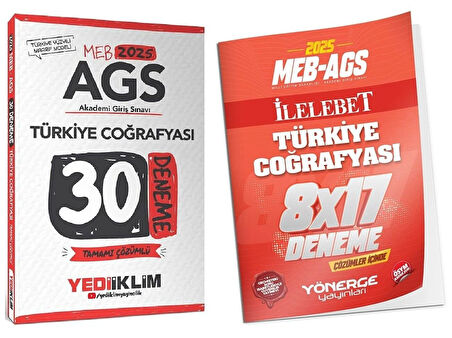 Yediiklim + Yönerge 2025 MEB-AGS Türkiye Coğrafyası 30+17 Deneme 2 li Set Yediiklim + Yönerge Yayınları