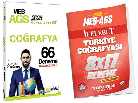 HocaWebde + Yönerge 2025 MEB-AGS Türkiye Coğrafyası 66+17 Deneme 2 li Set - Engin Eraydın HocaWebde + Yönerge Yayınları
