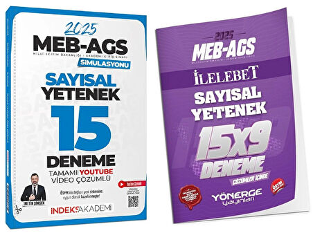İndeks + Yönerge 2025 MEB-AGS Simülasyonu Sayısal Yetenek 15+9 Deneme 2 li Set - Metin Şimşek İndeks Akademi + Yönerge Yayıncılık