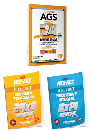 Yediiklim + Yönerge 2025 MEB-AGS Eğitimin Temelleri ve Türk Milli Eğitim Sistemi ile Mevzuatı 24 + 22 Deneme 3 lü Set