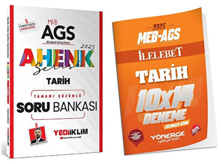 Yediiklim + Yönerge 2025 MEB-AGS Tarih Soru Bankası + 14 Deneme 2 li Set Ahenk Serisi