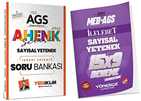 Yediiklim + Yönerge 2025 MEB-AGS Sayısal Yetenek Soru Bankası + 9 Deneme 2 li Set Ahenk Serisi