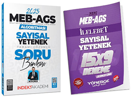 İndeks + Yönerge 2025 MEB-AGS Algoritması Sayısal Yetenek Soru Bankası + 9 Deneme 2 li Set