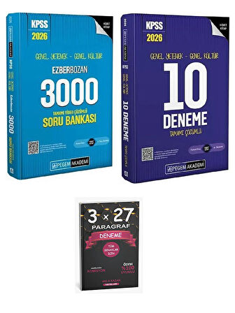 Pegem 2026 KPSS Genel Yetenek Genel Kültür EZBERBOZAN 3000 Soru Bankası + 10 Deneme 2 li Set