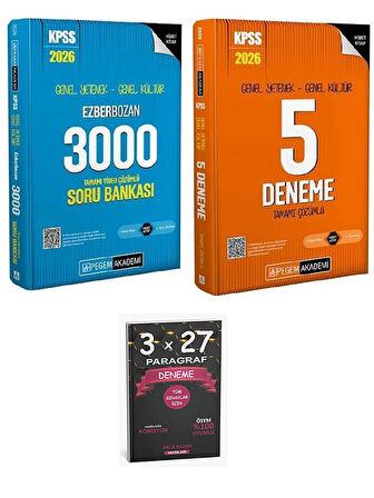 Pegem 2026 KPSS Genel Yetenek Genel Kültür EZBERBOZAN 3000 Soru Bankası + 5 Deneme 2 li Set