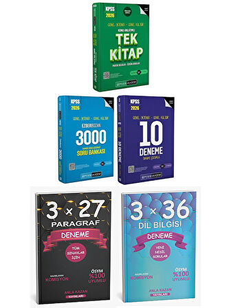 Pegem 2026 KPSS GYGK Tek Konu + 3000 Soru + 10 Deneme + Paragraf Dil Bilgisi Deneme 5 li Set