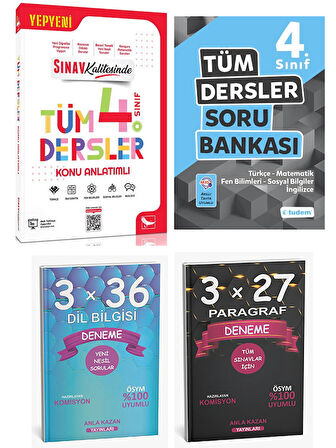 Anla Kazan 2026 Sınav + Tudem 4. Sınıf Tüm Dersler Konu ve Soru Paragraf Dil Bilgisi Deneme 4lü Set