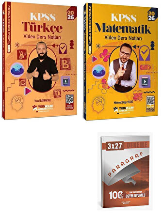 Yediiklim 2026 KPSS Türkçe + Matematik Atölye Video Ders Notları 2 li Set+Anla Kazan Paragraf