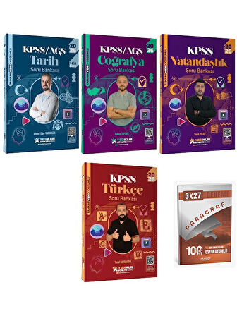 Yediiklim 2026 KPSS Türkçe + Tarih + Coğrafya + Vatandaşlık Atölye Soru Bankası 4 lü Set+Anla Kazan Paragraf