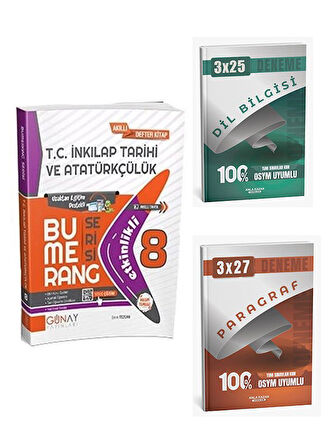 Günay Yayınları 2026 8. Sınıf T.C. İnkılap Tarihi Ve Atatürkçülük Bumerang Etkinlikli+Anla Kazan Paragraf+Dilbilgisi