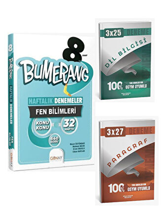 Günay Yayınları 2026 8. Sınıf Fen Bilimleri Bumerang Konu Konu Haftalık Denemeler+Anla Kazan Paragraf+Dilbilgisi