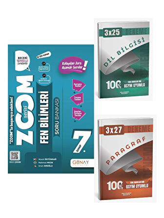 Günay Yayınları 2026 7. Sınıf Fen Bilimleri Zoom Soru Bankası+Anla Kazan Paragraf+Dilbilgisi