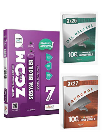 Günay Yayınları 2026 7. Sınıf Sosyal Bilgiler Yeni Zoom Soru Bankası+Anla Kazan Paragraf+Dilbilgisi