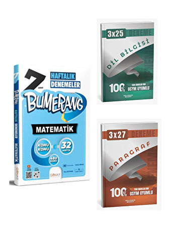 Günay Yayınları 2026 7. Sınıf Bumerang Haftalık Matematik Denemeleri+Anla Kazan Paragraf+Dilbilgisi