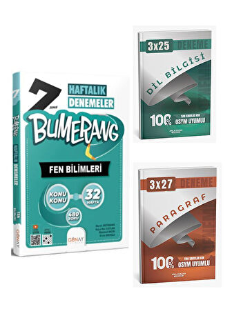 Günay Yayınları 2026 7. Sınıf Bumerang Haftalık Fen Bilimleri Denemeleri+Anla Kazan Paragraf+Dilbilgisi