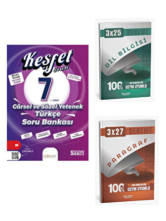 Günay Yayınları 2026 7. Sınıf Görsel ve Sözel Yetenek Türkçe Keşfet Soru Bankası+Anla Kazan Paragraf+Dilbilgisi
