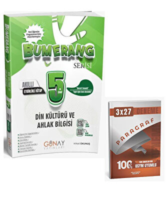 Günay Yayınları 2026 5. Sınıf Din Kültürü ve Ahlak Bilgisi Bumerang Etkinlikli Akıllı Defter Kitap+AnlaKazan Paragraf