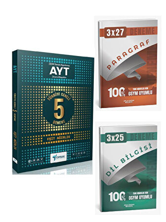 Toprak 2026 AYT Eşit Ağırlık 5 li Paket Deneme+Anla Kazan Paragraf+Dilbilgisi