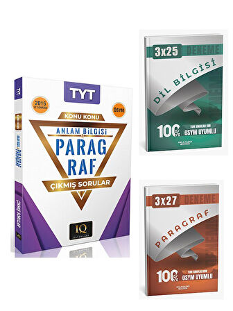 IQ Yayınları YKS TYT Paragraf Anlam Bilgisi Çıkmış Sorular+Anla Kazan Paragraf+Dilbilgisi