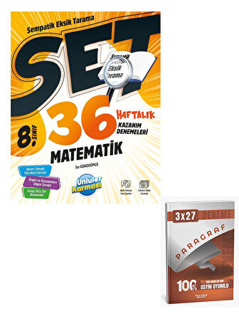 Ünlüler 2026 8. Sınıf Matematik 36 Haftalık Kazanım Denemeleri+Anla Kazan Paragraf