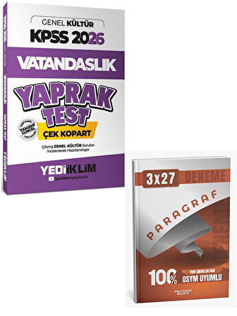 Yediiklim 2026 KPSS Vatandaşlık Yaprak Test+Anla Kazan Paragraf