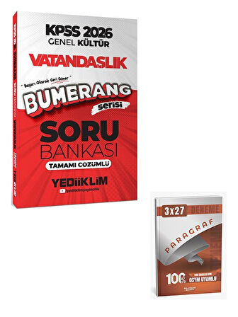 Yediiklim 2026 KPSS Vatandaşlık Bumerang Soru Bankası Çözümlü+Anla Kazan Paragraf