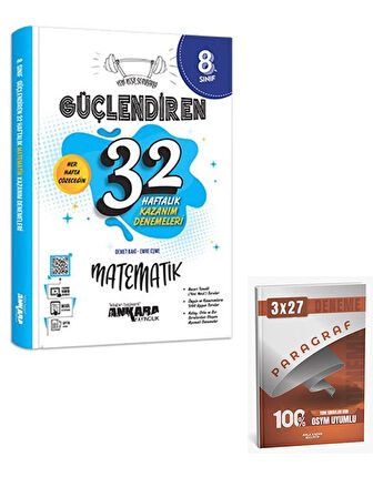 Ankara 2026 8. Sınıf Matematik Güçlendiren 32 Haftalık Kazanım Denemeleri+Anla Kazan Paragraf